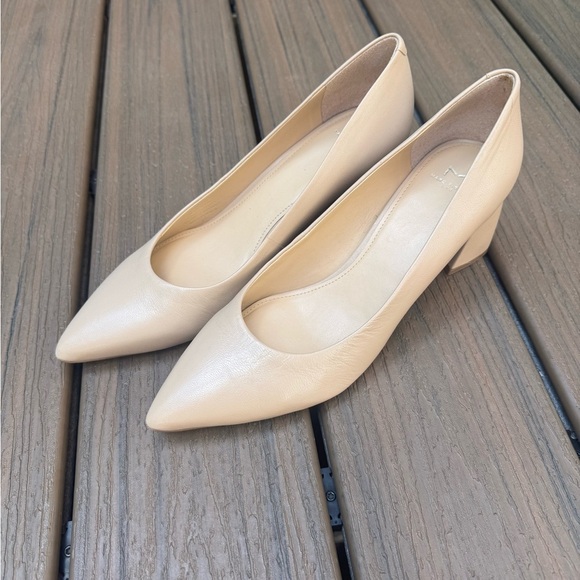 Marc Fisher Tan Pointed-Toe Heels with Block Heel - Picture 4 of 8